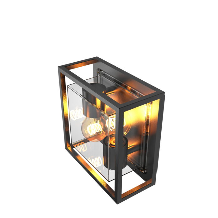 Calex outdoor square wall light zwart Bologna