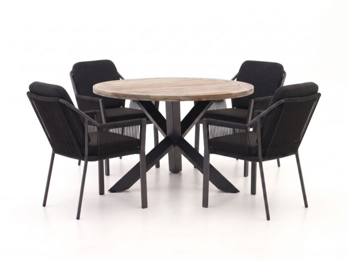 Tierra Outdoor Liv/ROUGH-Y Ø120cm dining tuinset 5-delig stapelbaar
