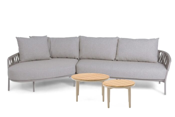 4 Seasons Outdoor Calma/Toscane 50/70 cm hoek loungeset 4-delig – Taupe-naturel-bruin