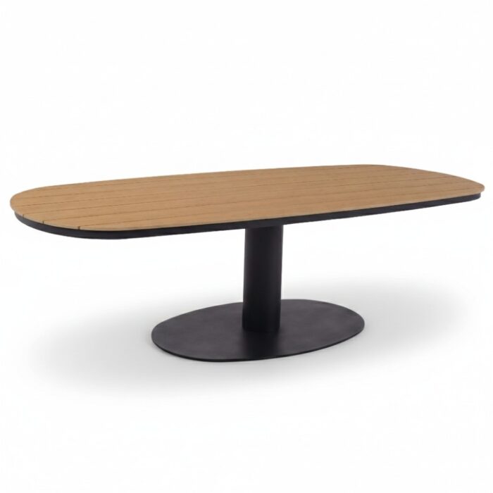 LUX outdoor living Panama dining tuintafel 6 personen | polywood + aluminium | Natural Wood/antraciet | 260cm Deens ovaal