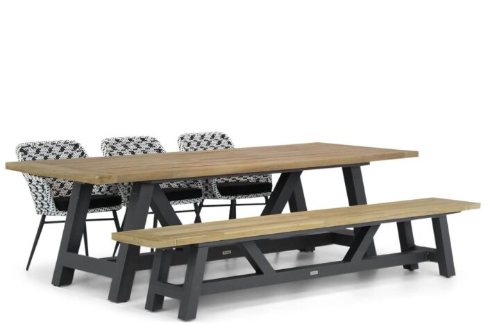 Lifestyle Garden Furniture Crossway/Trente 260 cm dining tuinset 5-delig – Zwart-wit