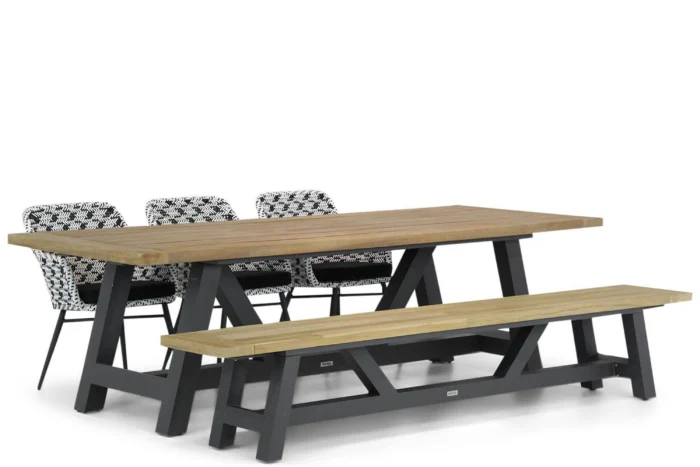 Lifestyle Garden Furniture Crossway/Trente 260 cm dining tuinset 5-delig - Zwart-wit