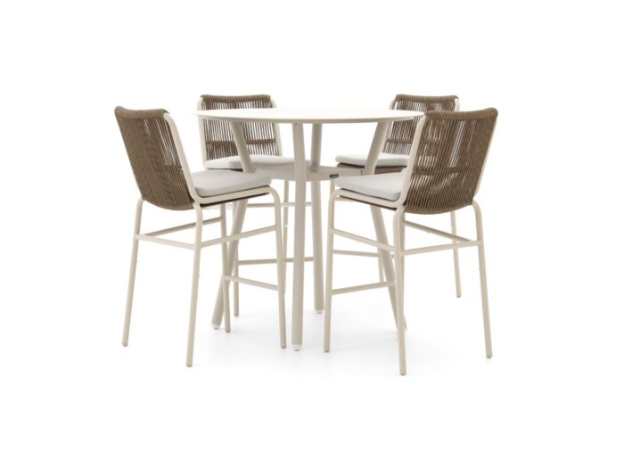 Bellagio tuinmeubelen Caronia/Tritoni ø 110cm barset 5-delig stapelbaar – Taupe