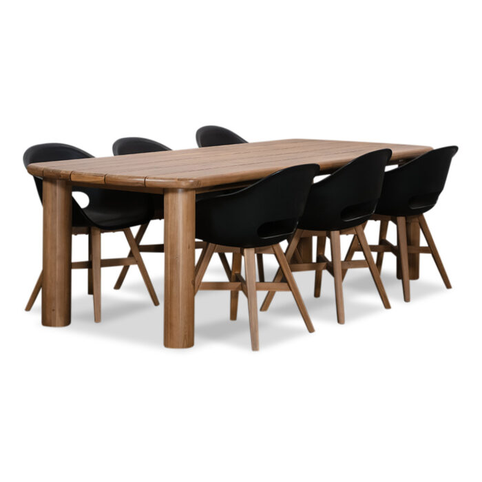 BUITEN living Laredo/Karlstad zwart dining tuinset | 6 personen | hardhout + kunststof | 255cm