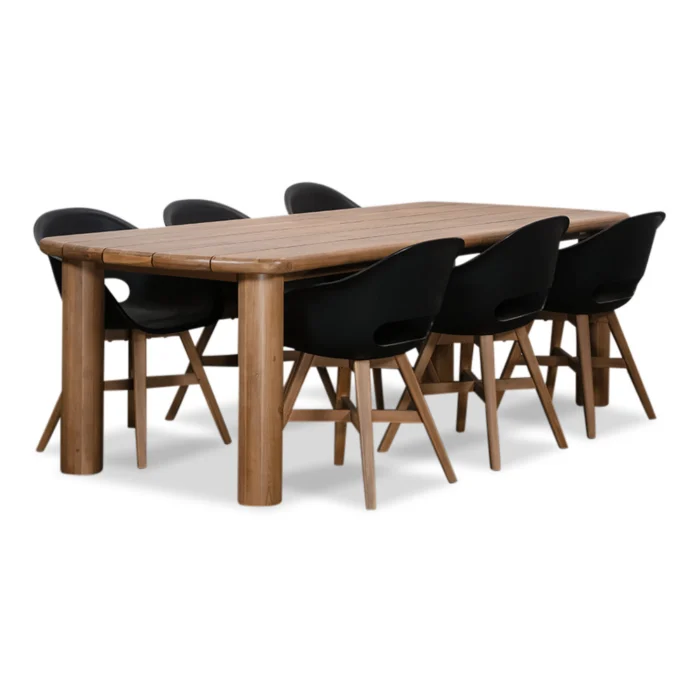 BUITEN living Laredo/Karlstad zwart dining tuinset | 6 personen | hardhout + kunststof | 255cm
