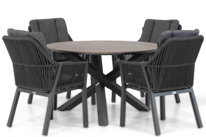 Lifestyle Garden Furniture Verona/Ancona 125 cm dining tuinset 5-delig – Grijs-antraciet