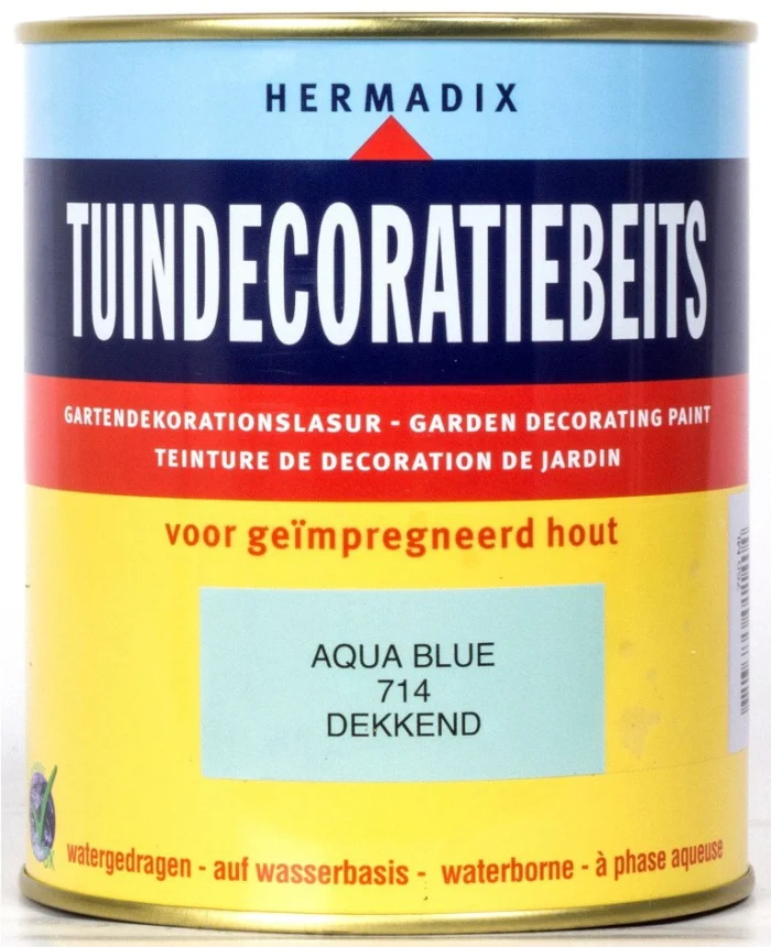 Hermadix Tuindecoratiebeits 714 aqua blue 750 ml - blauw