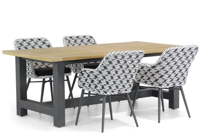 Lifestyle Garden Furniture Crossway/San Francisco 200 cm dining tuinset 5-delig – Zwart-wit