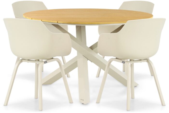 Lifestyle Garden Furniture Salina/Ancona 125 cm dining tuinset 5-delig – Taupe-naturel-bruin