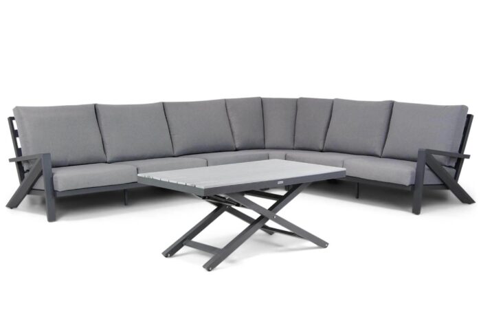 Santika Furniture Cinta/Pallazo 140 cm dining loungeset 5-delig – Grijs-antraciet