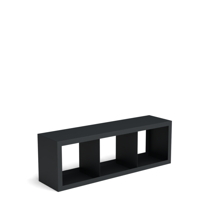 Geroba Beltza zwarte houtopslag onderverdeling 3 vakken 1500x385x500 mm – zwart