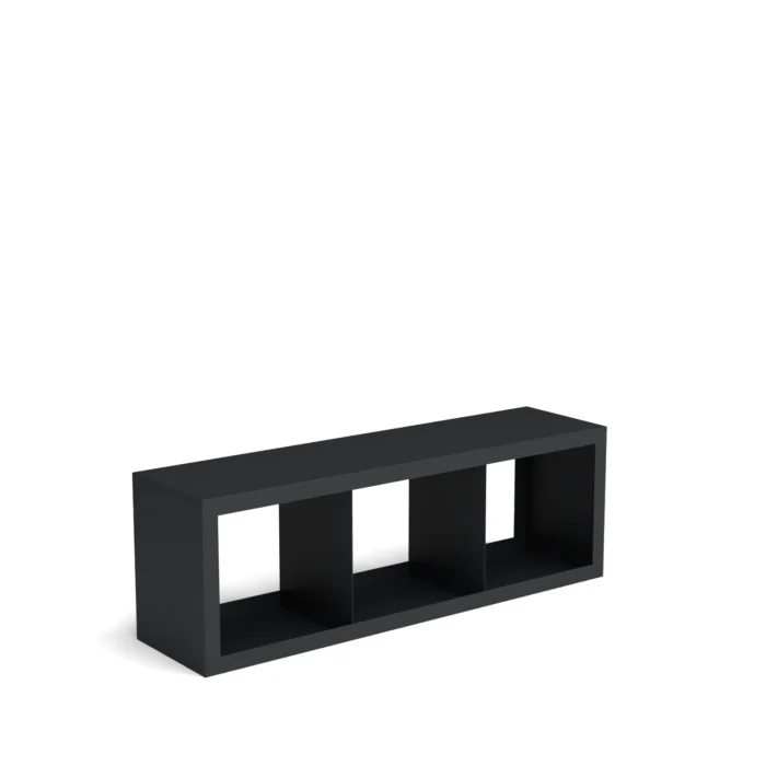 Geroba Beltza zwarte houtopslag onderverdeling 3 vakken 1500x385x500 mm - zwart