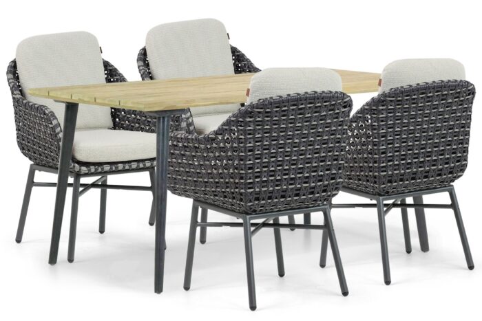 Santika Furniture Yovan/Montana 180 cm dining tuinset 5-delig – Grijs-antraciet