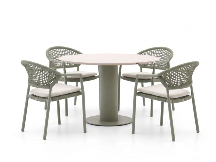 Hartman tuinmeubelen Taragona/Girona ø120cm dining tuinset 5-delig stapelbaar – Groen