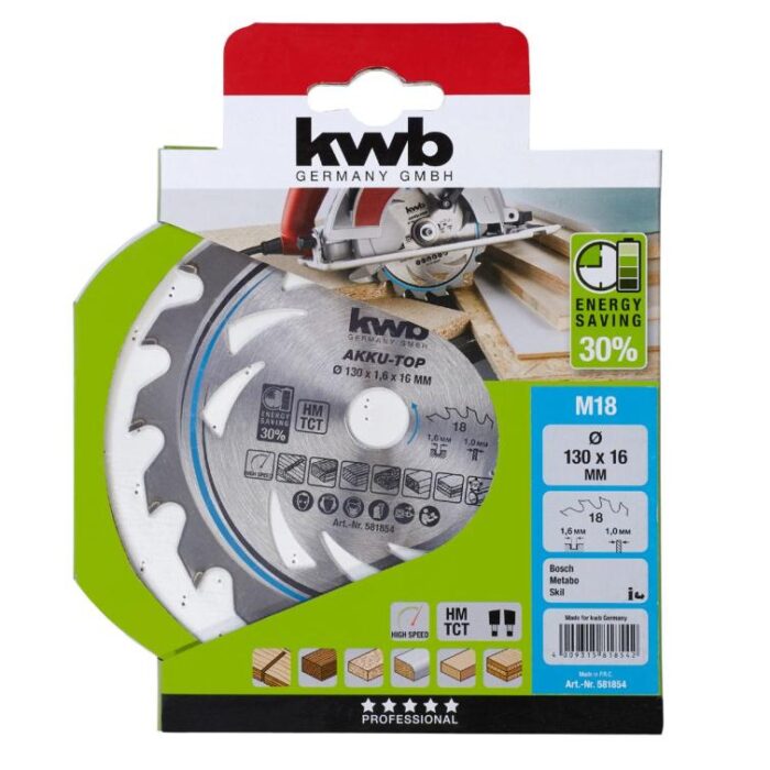 Kwb Cirkelzaagblad hm 130×16 18m II
