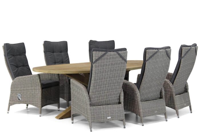 Garden Collections Lincoln/Boston 240 cm ovaal dining tuinset 7-delig – Grijs-antraciet
