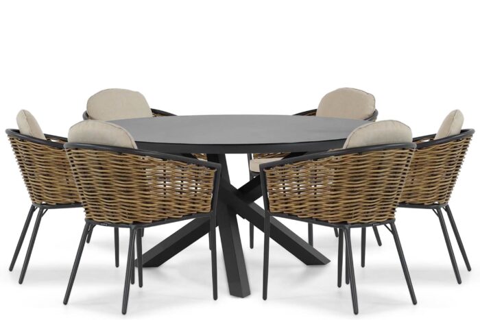 Lifestyle Garden Furniture Nice/Livorno 150 cm dining tuinset 7-delig – Grijs-antraciet