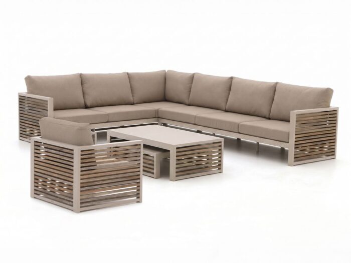 Bellagio tuinmeubelen Cadora hoek loungeset 5-delig rechts 7-zits – Taupe