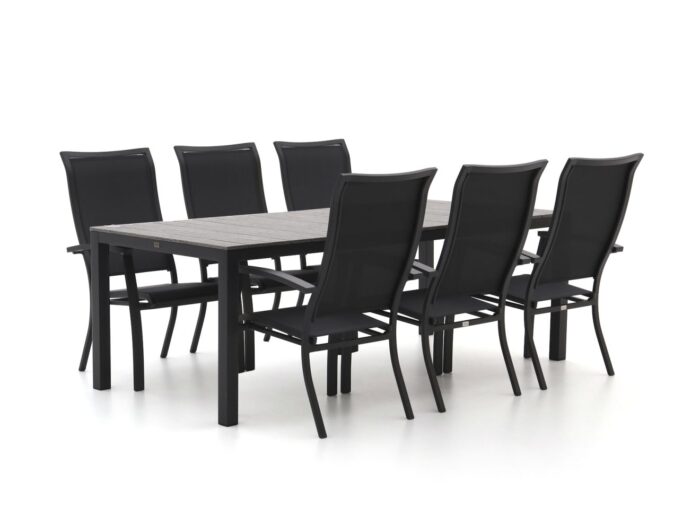 Bellagio tuinmeubelen Lugo/Fidenza 220cm dining tuinset 7-delig stapelbaar – Grijs