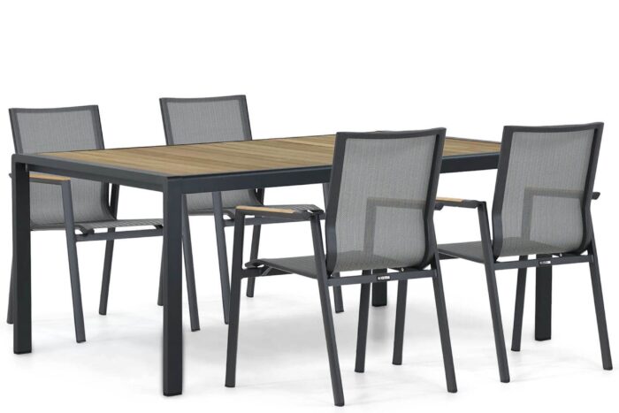 Lifestyle Garden Furniture Fiora/Valence 180 cm dining tuinset 5-delig – Grijs-antraciet