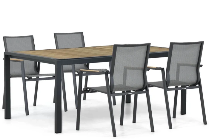 Lifestyle Garden Furniture Fiora/Valence 180 cm dining tuinset 5-delig - Grijs-antraciet