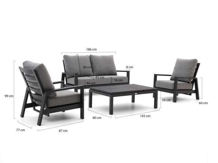 Tierra Outdoor Musone/Flip-Up stoel-bank loungeset 4-delig 4-zits verstelbaar Laagste prijsgarantie! – Grijs