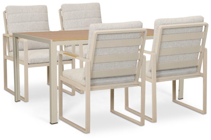 Lifestyle Garden Furniture Alessio/Creta 160×90 cm dining tuinset 5-delig – Taupe-naturel-bruin