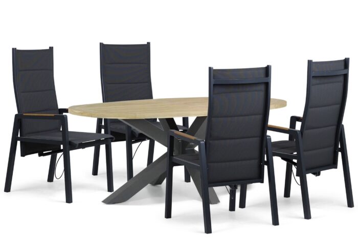 Lifestyle Garden Furniture Essence/Brookline 200×110 cm dining tuinset 5-delig – Grijs-antraciet