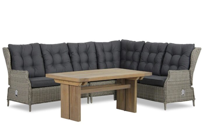 Garden Collections New Castle/Brighton 140 cm dining loungeset 5-delig – Grijs-antraciet