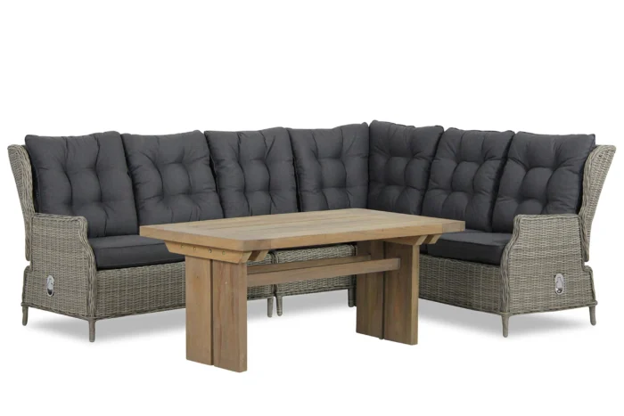 Garden Collections New Castle/Brighton 140 cm dining loungeset 5-delig - Grijs-antraciet