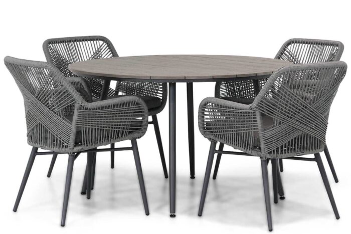 Lifestyle Garden Furniture Advance/Matale 125 cm rond dining tuinset 5-delig – Grijs-antraciet