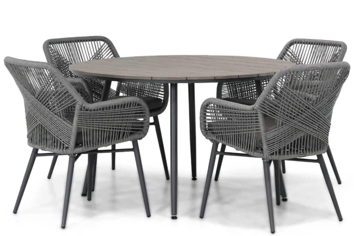 Lifestyle Garden Furniture Advance/Matale 125 cm rond dining tuinset 5-delig - Grijs-antraciet