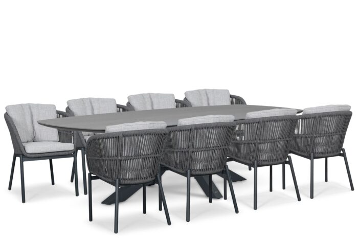 Lifestyle Garden Furniture Monaco/Voyage 300×120 cm dining tuinset 9-delig – Grijs-antraciet
