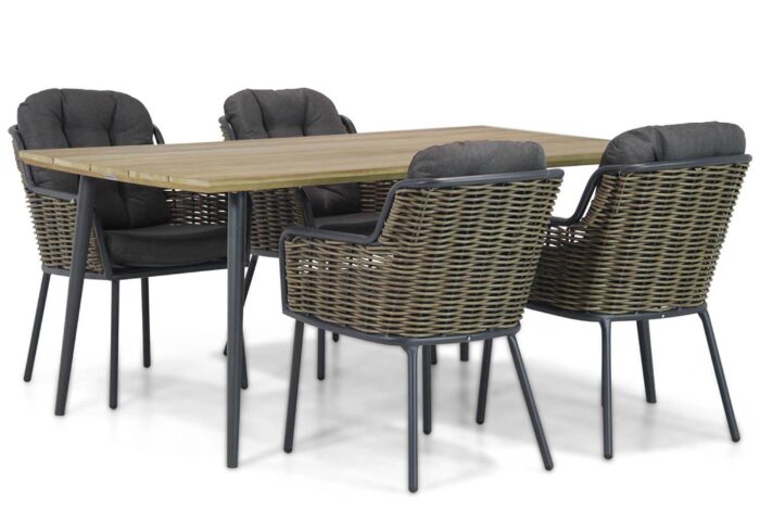 Santika Furniture Fasano/Montana 180 cm dining tuinset 5-delig – Grijs-antraciet