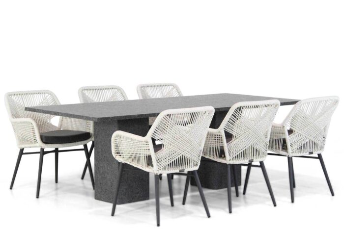 Lifestyle Garden Furniture Advance/Graniet 220 cm dining tuinset 7-delig – Wit