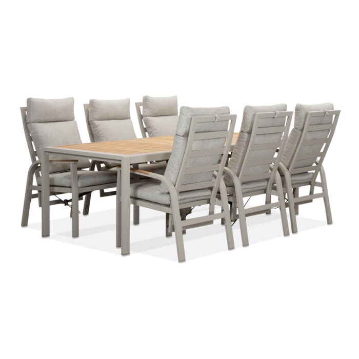 LUX outdoor living Annecy beige dining tuinset | 6 personen | teakhout + aluminium | 227cm