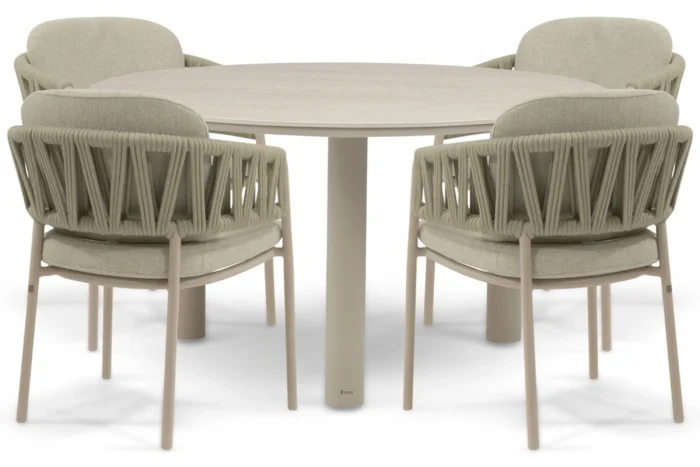 4 Seasons Outdoor Calma/Trino 140 cm dining tuinset 5-delig - Zand/Beige