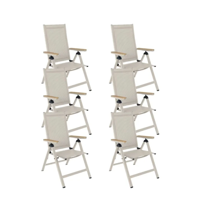 LUX outdoor living Norali dining tuinstoel verstelbaar set van 6 | textileen + aluminium | beige