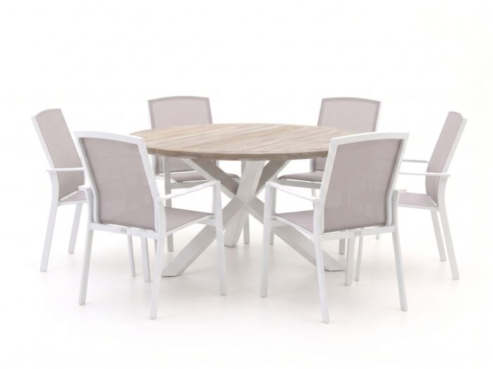 Bellagio tuinmeubelen Dranera/ROUGH-Y ø150cm dining tuinset 7-delig stapelbaar