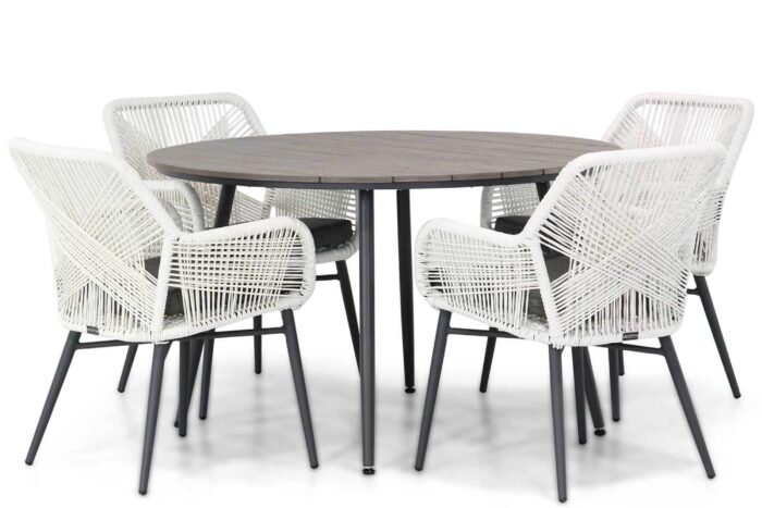 Lifestyle Garden Furniture Advance/Matale 125 cm rond dining tuinset 5-delig – Wit