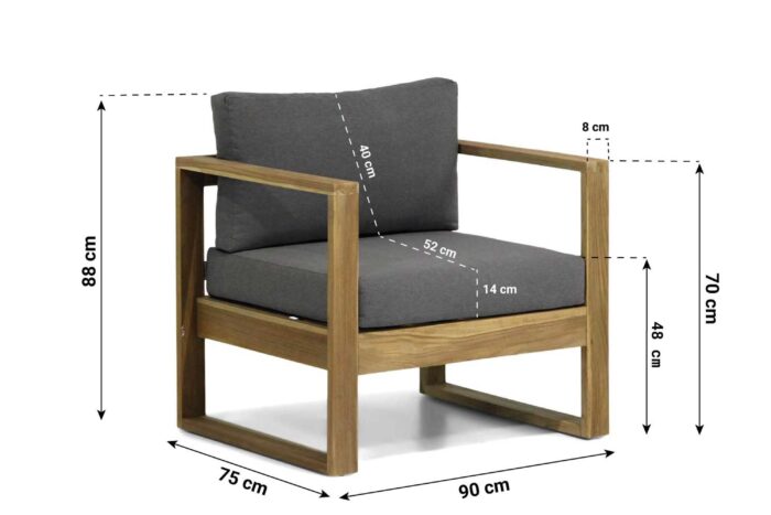 Lifestyle Garden Furniture Marriott lounge tuinstoel – Old teak greywash