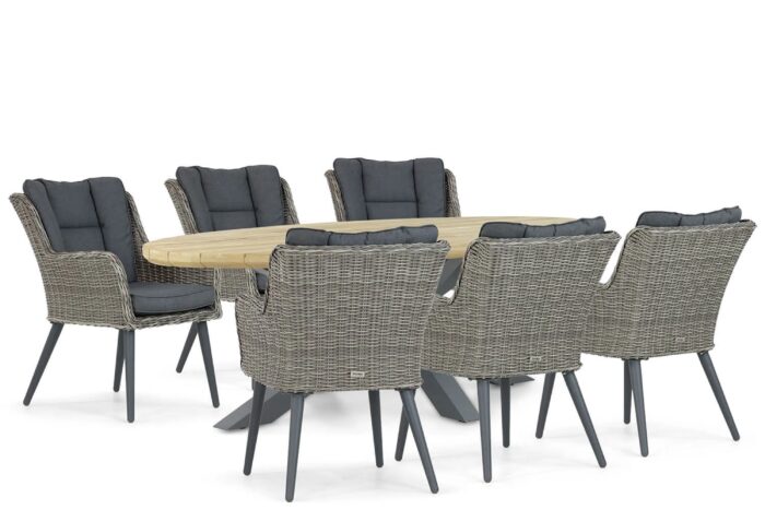 Garden Collections Boston/Diogo 240 cm dining tuinset 7-delig – Grijs-antraciet
