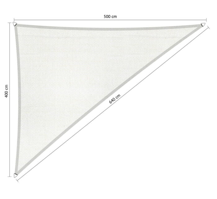 Shadow comfort Driehoek 90 schaduwdoek 4,00×5,00×6,40 m Mystic white – wit