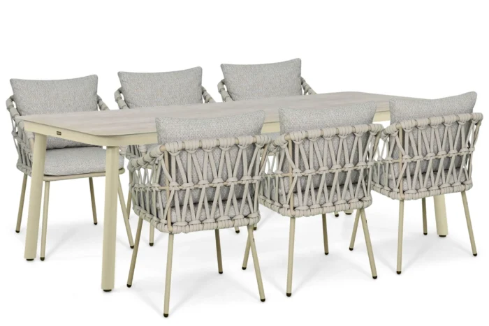 Coco Oliva/Tavano 220x90 cm dining tuinset 7-delig - Zand/Beige