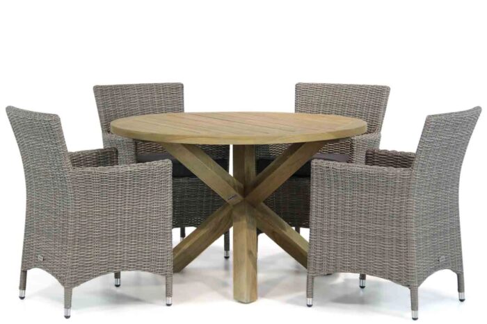 Garden Collections Dublin/Sand City 120 cm rond dining tuinset 5-delig – Grijs-antraciet