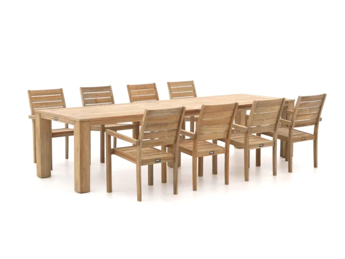 ROUGH Furniture ROUGH-S/ROUGH-X 320cm dining tuinset 9-delig stapelbaar - Bruin