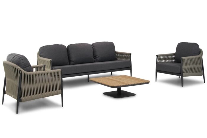Coco Lucia/Ralph 90 cm stoel-bank loungeset 4-delig – Taupe-naturel-bruin