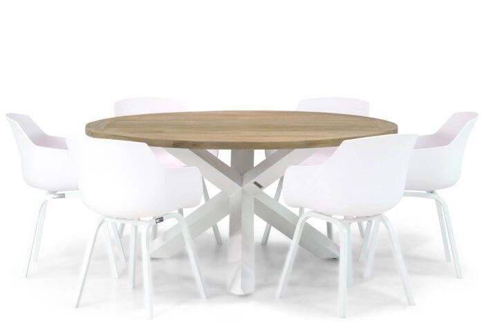 Lifestyle Garden Furniture Salina/Wellington 160 cm dining tuinset 7-delig – Wit
