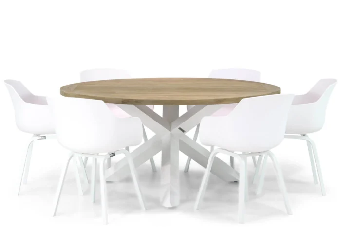 Lifestyle Garden Furniture Salina/Wellington 160 cm dining tuinset 7-delig - Wit