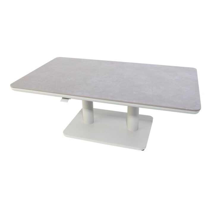 Oosterik home Sedalia verstelbare lounge tafel mist grey L 140 x B 80 x H 51 72 cm – grijs